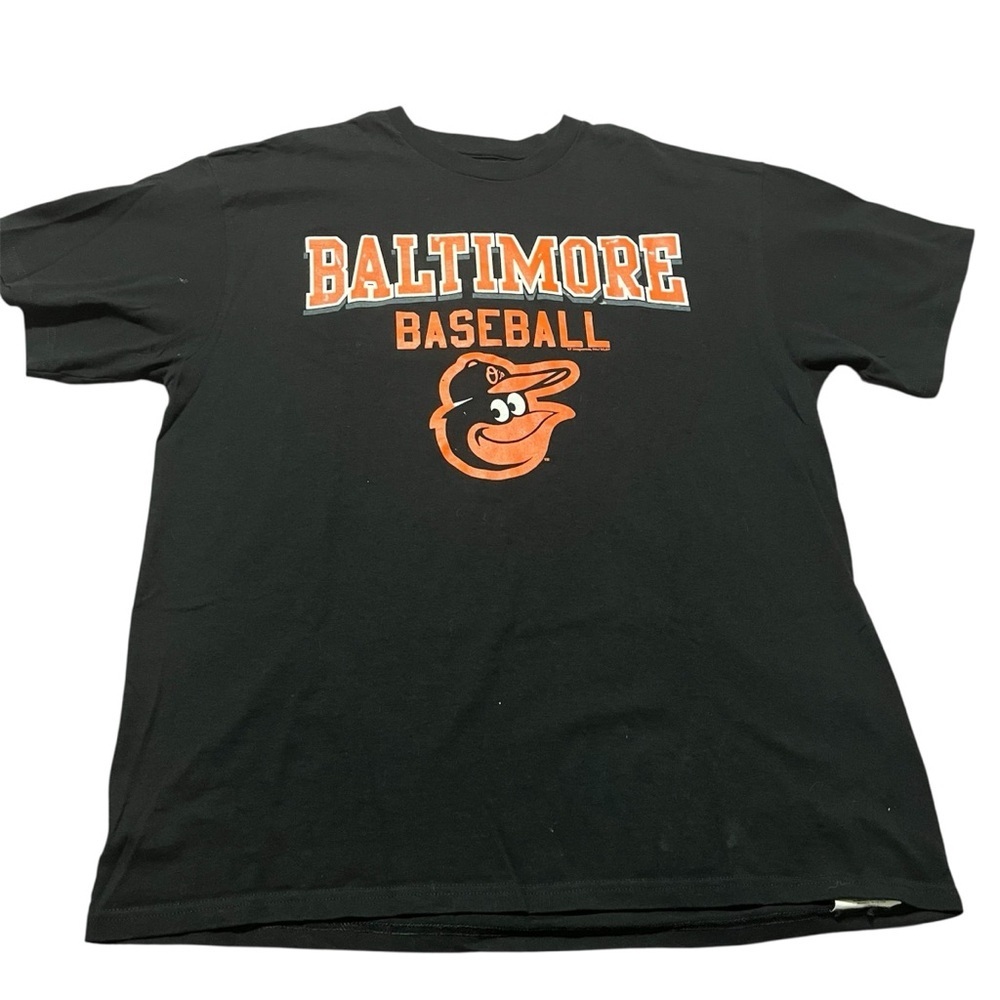 Baltimore Orioles Baseball Logo Short Sleeve Black Tee Size XL 100% Cotton MLB